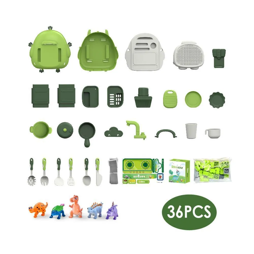 36 Pcs Dinosaur Themed Backpack 3 In Kitchen Set