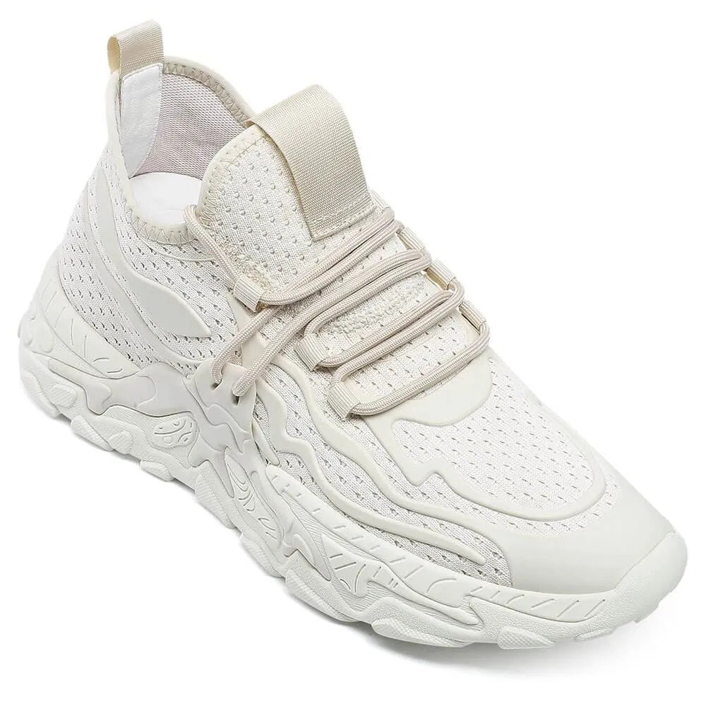 7CM / 2.76 Inches CMR CHAMARIPA  Apricot Knit Sneakers - Boost Your Height by 2.76 Inches - Stylish Sports Shoes for a Taller Look