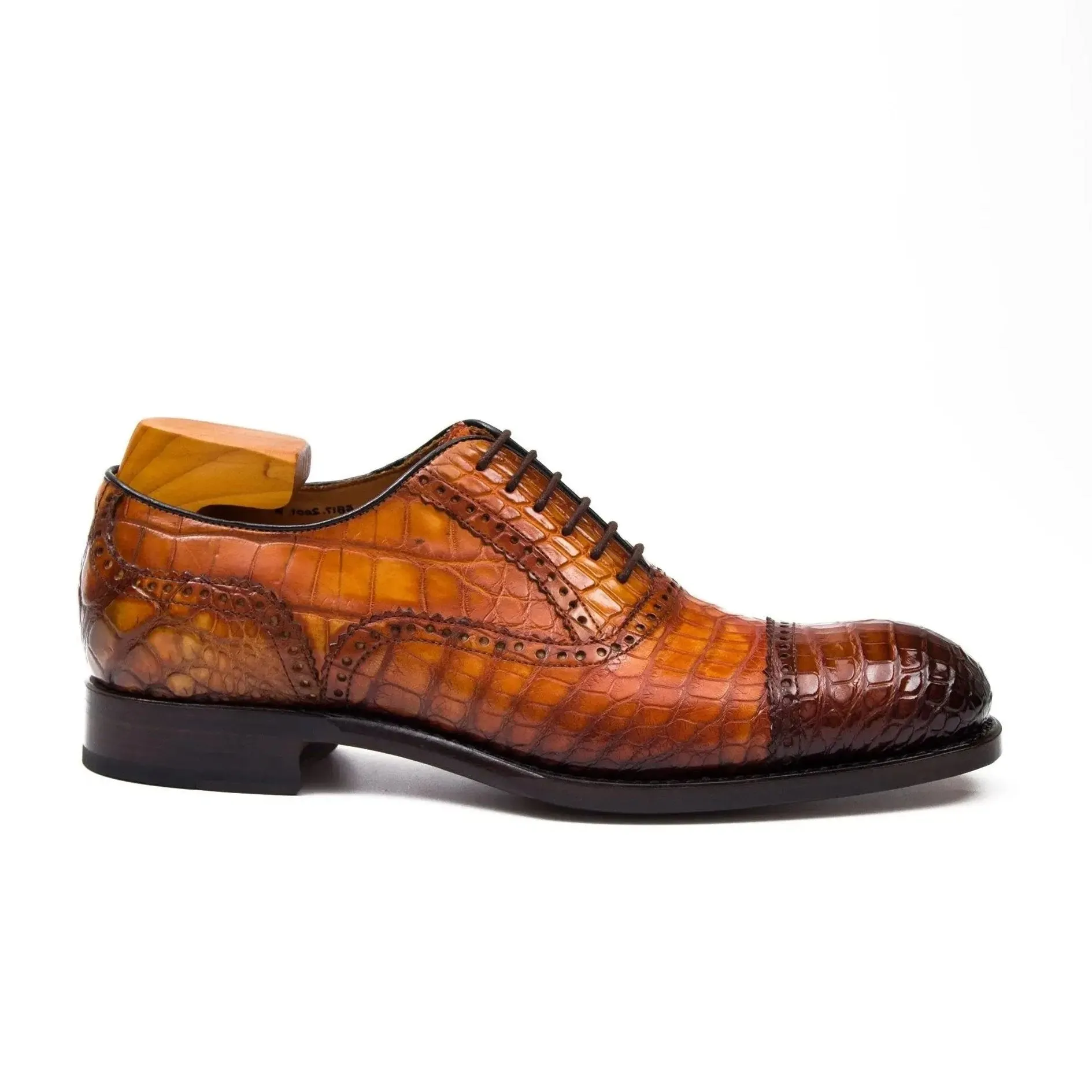 Alligator Skin Oxford Shoes Brown