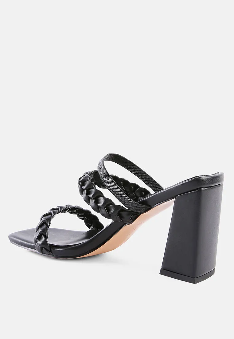 Arnie Braided Straps Block Heeled Sandals