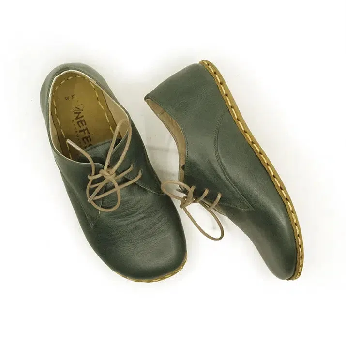 Barefoot Oxford Shoes Women - Laced Green