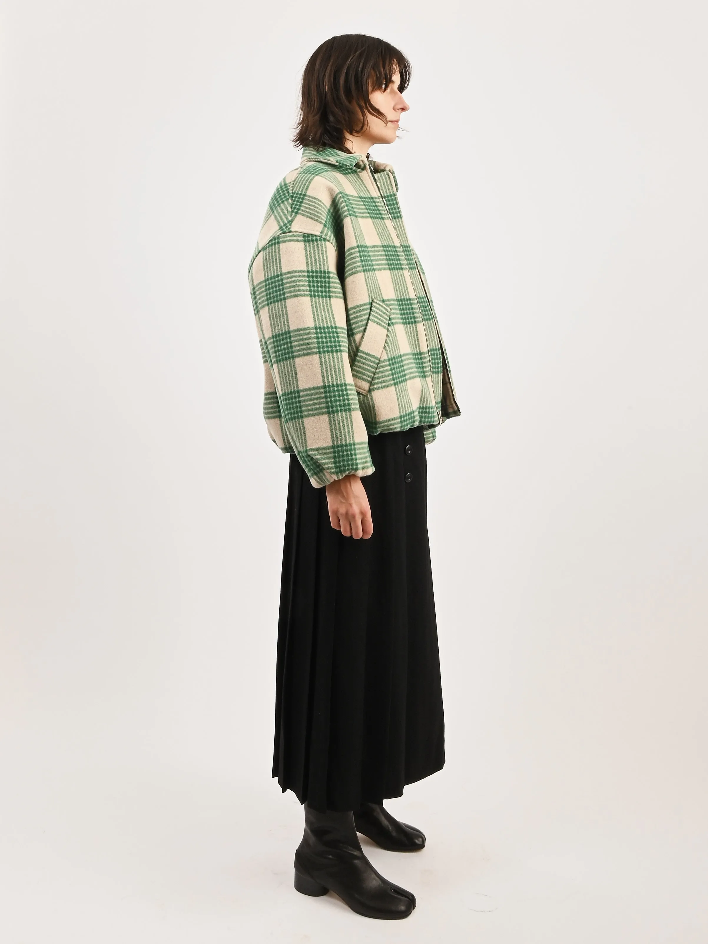 Beige/Green Plaid Wicke Bomber