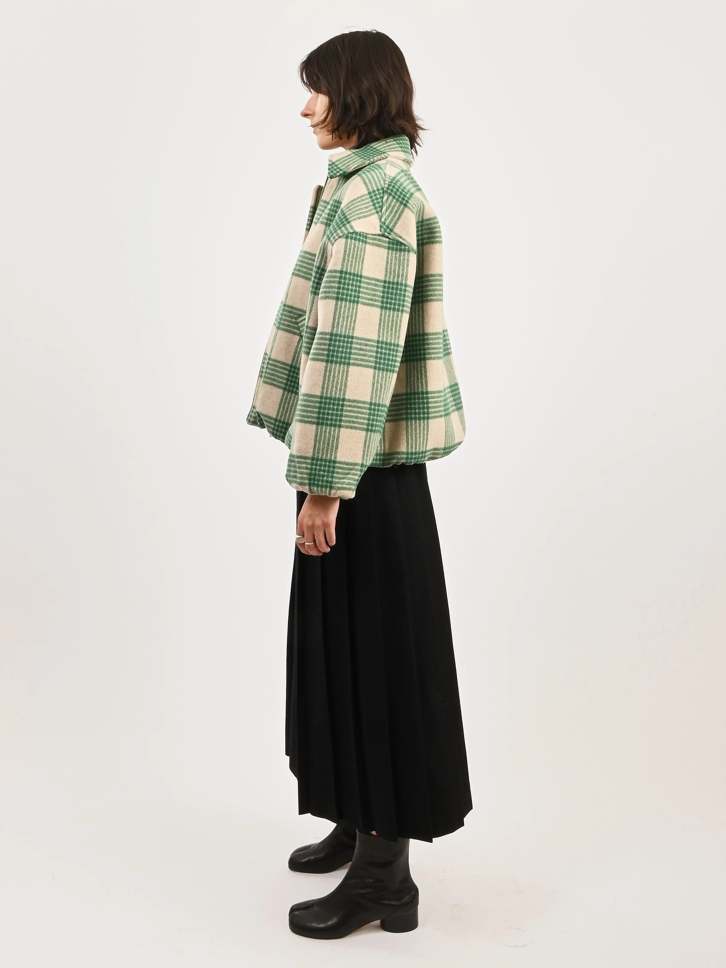 Beige/Green Plaid Wicke Bomber