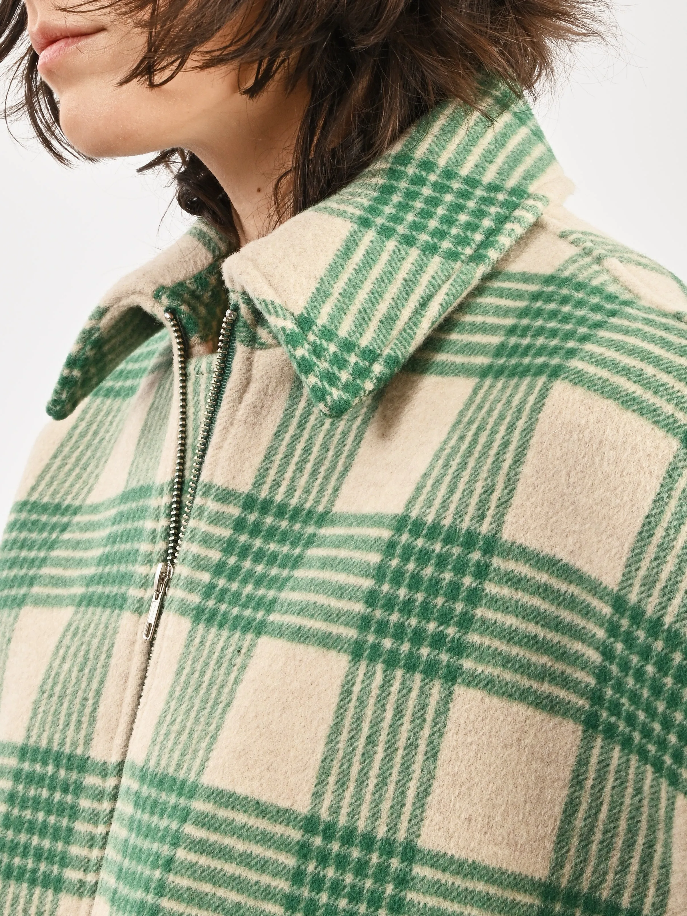 Beige/Green Plaid Wicke Bomber