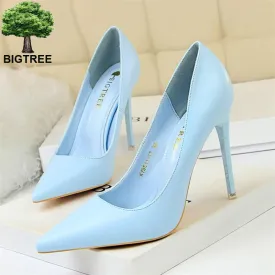 BIGTREE Bubbly Soft Leather Shallow Candy Color Pointed Toe Shoes