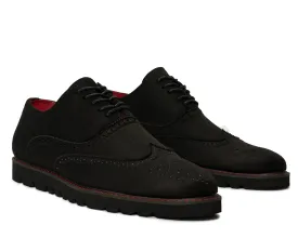 Black Men's Casual Shoes Tayno Suede Lace Up Wingtip Oxford Sneaker Style No-The Paragon