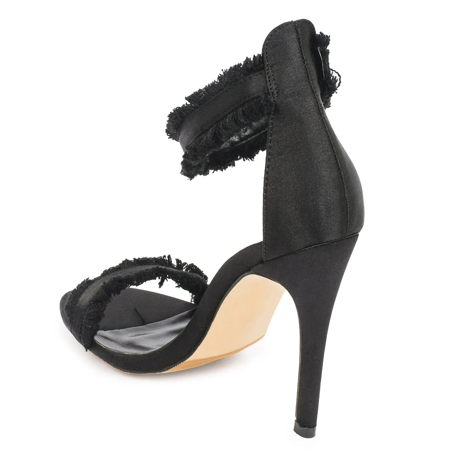 Black Satin Stiletto High Heel