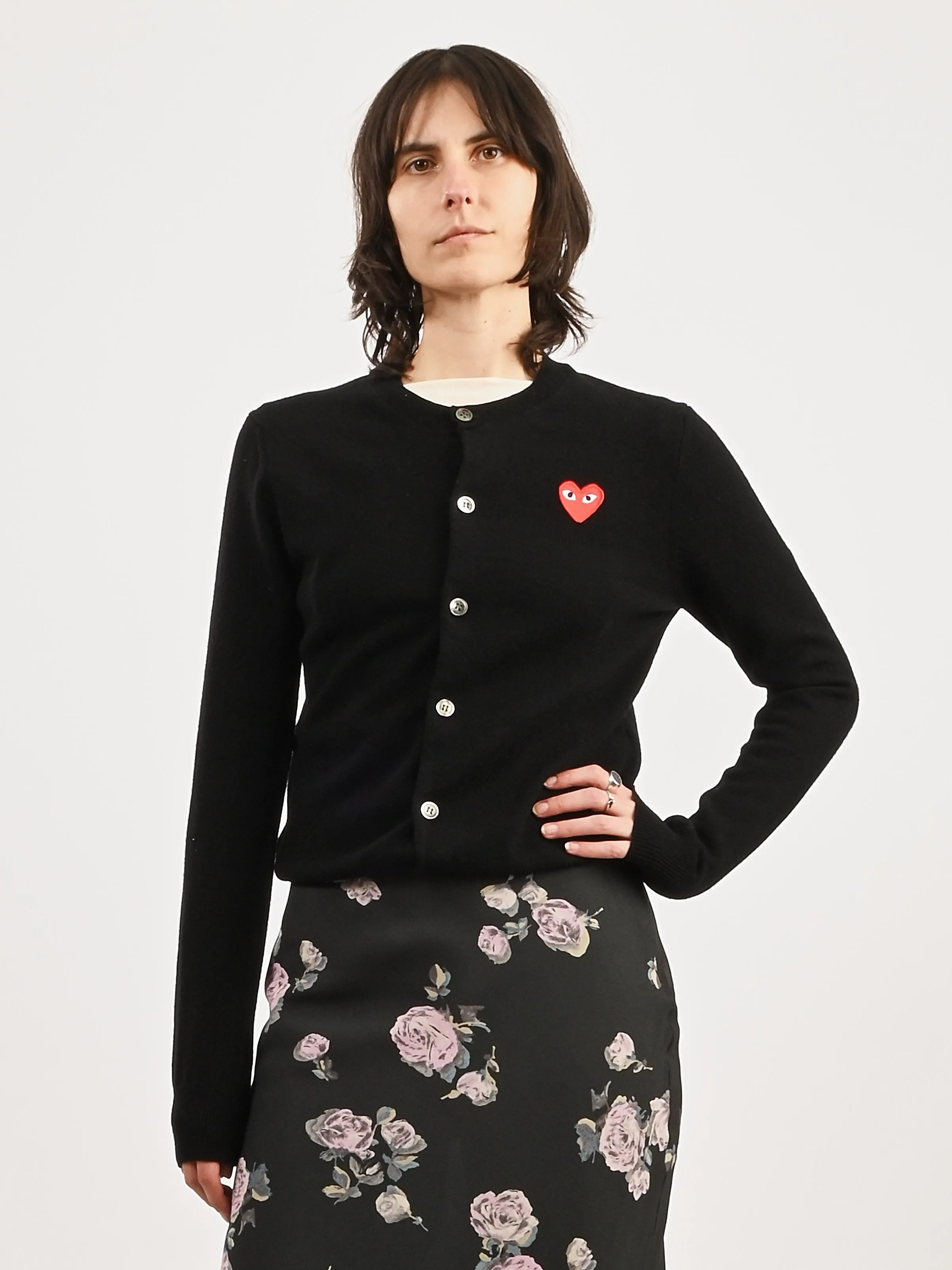 Black/Red Heart Play Cardigan