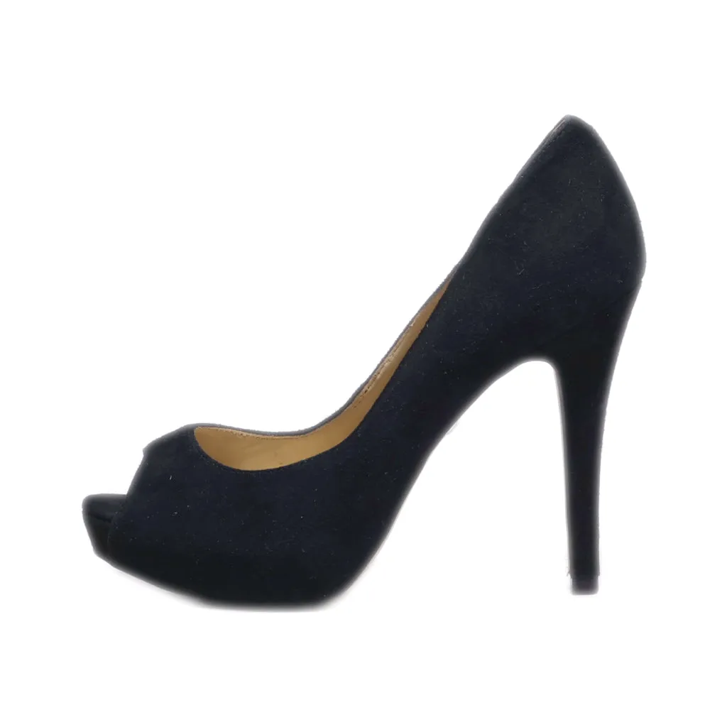 Buffalo Peep Toe Suede Black Colour For Women