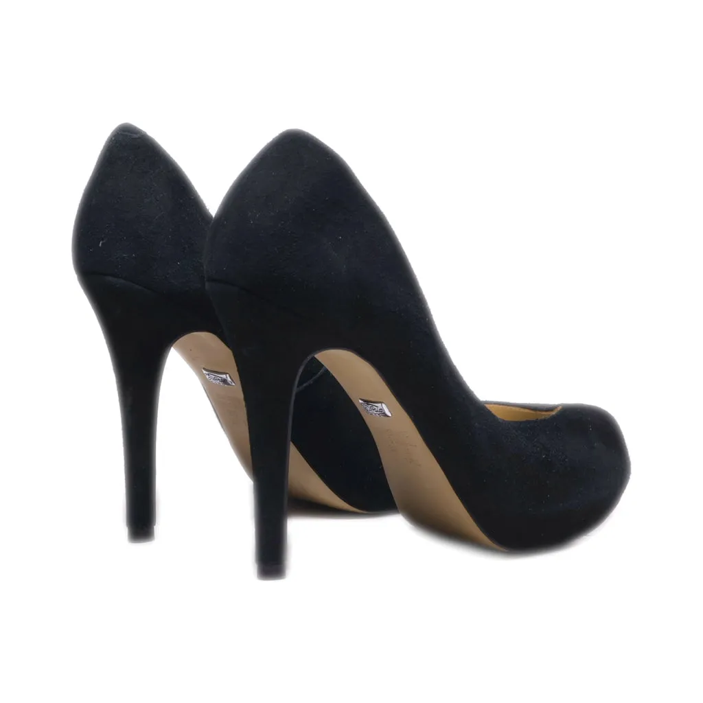 Buffalo Peep Toe Suede Black Colour For Women