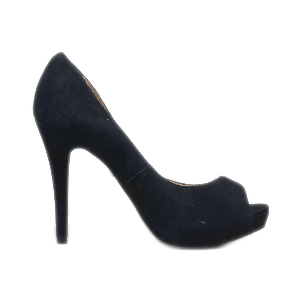 Buffalo Peep Toe Suede Black Colour For Women