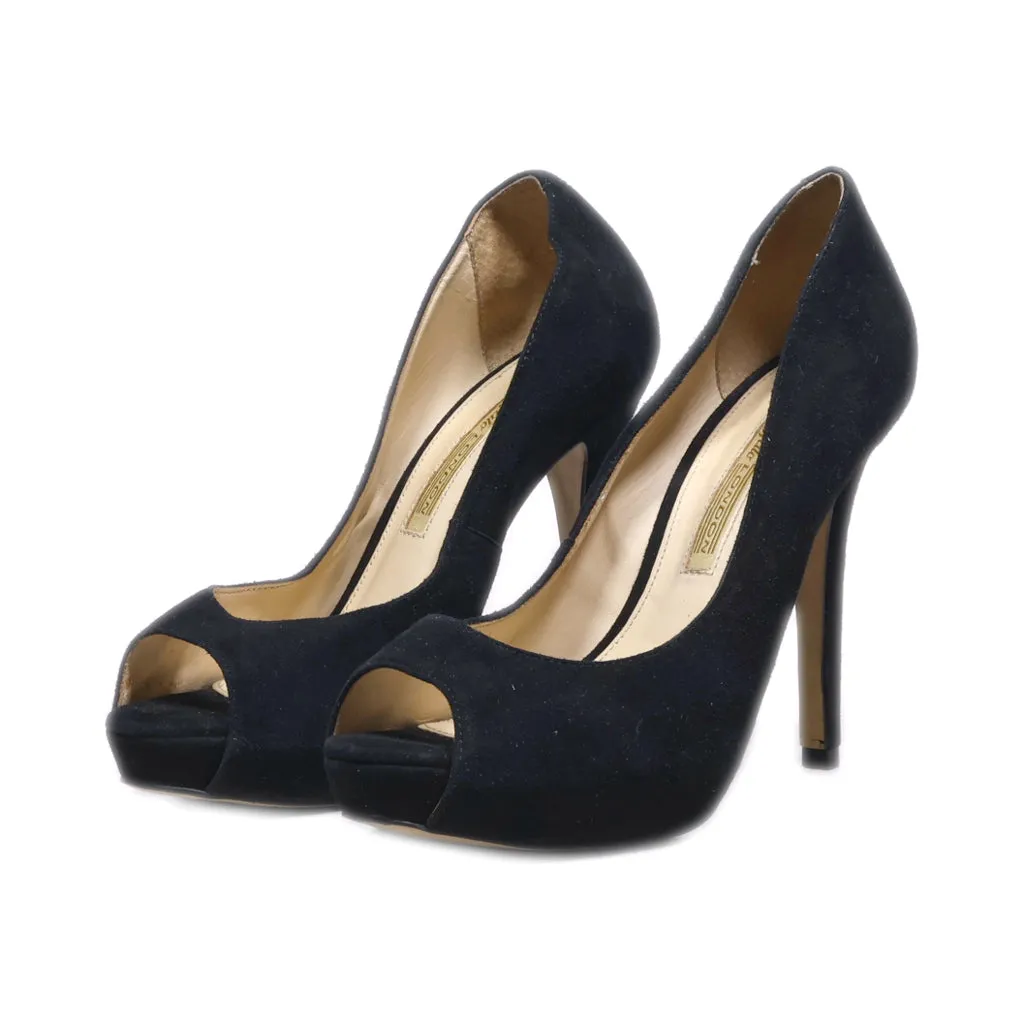 Buffalo Peep Toe Suede Black Colour For Women