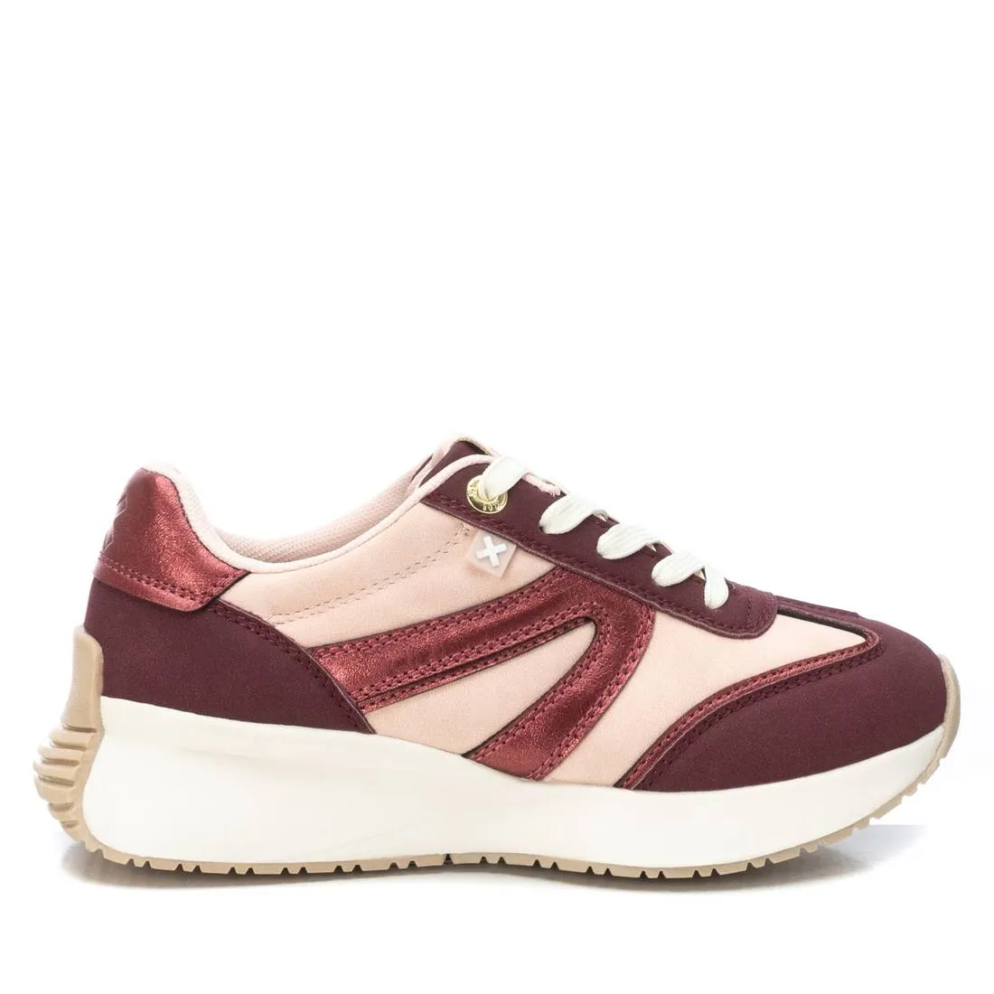 Burgundy mixed media trainer