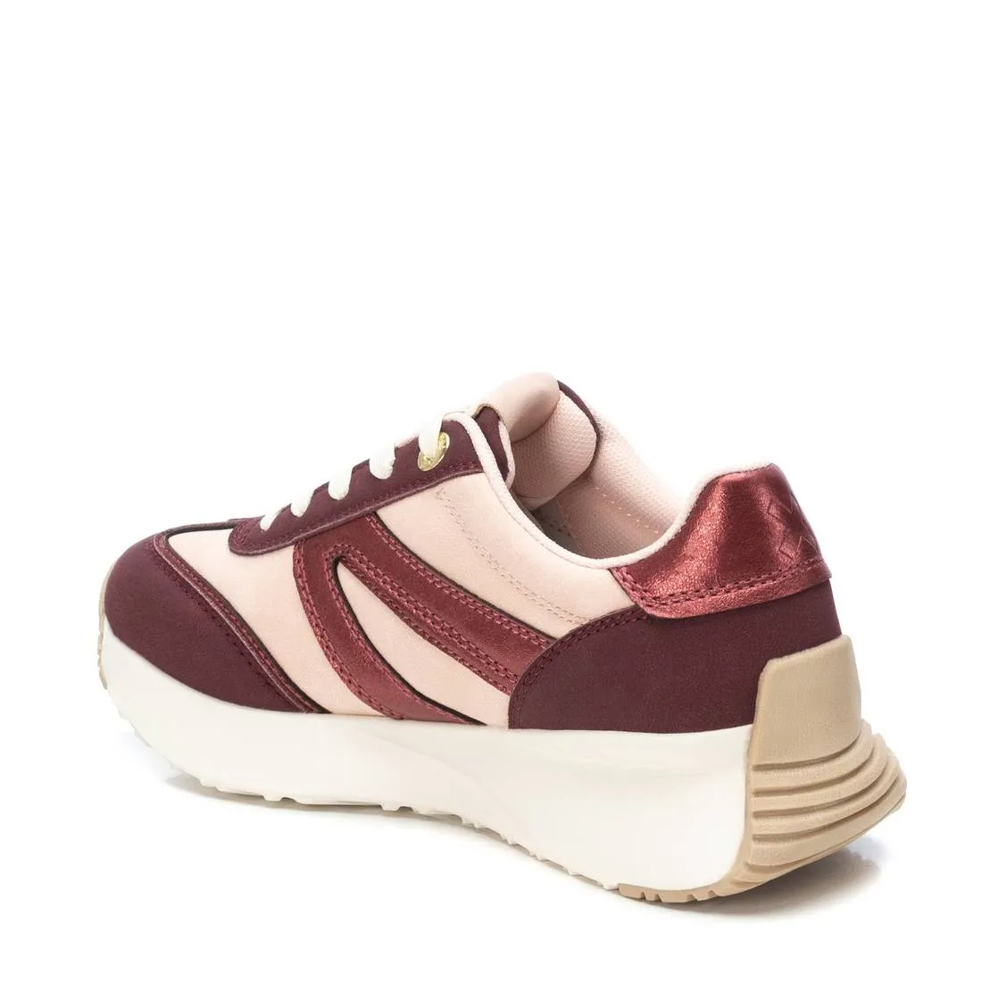 Burgundy mixed media trainer