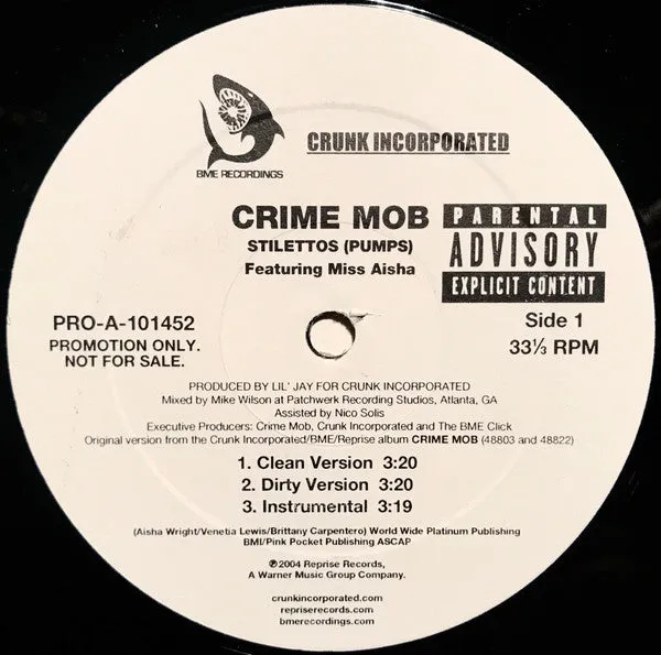 Crime Mob Featuring Miss Aisha - Stilletos (Pumps) (12", Promo) (NM or M-)