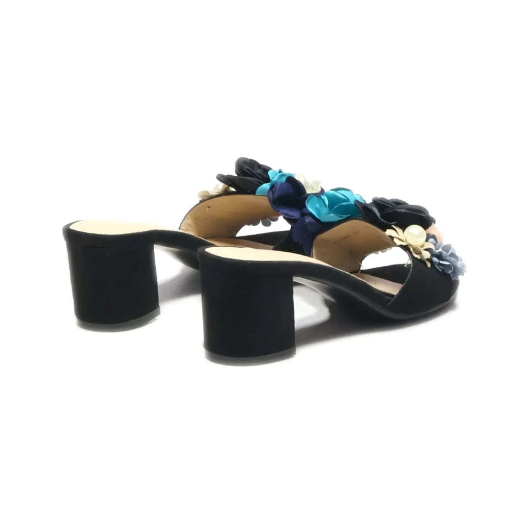 Dame Rose Mid-Heel Sandals Fabric Black Colour For Women