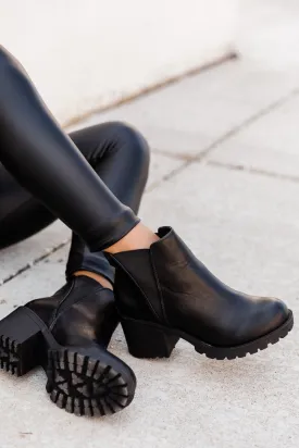 Deena Black Leather Platform Booties FINAL SALE