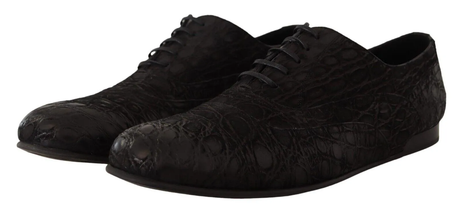 Dolce & Gabbana Black Caiman Leather Mens Oxford Shoes