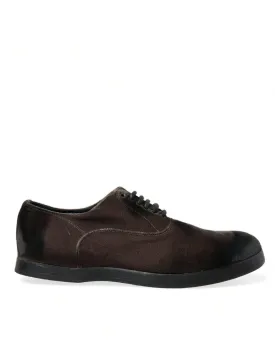 Dolce & Gabbana Brown Velvet Men Lace Up Oxford Dress Shoes