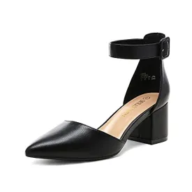 DREAM PAIRS ANNEE Pointed Toe Low Heels Block Chunky Pump Shoes