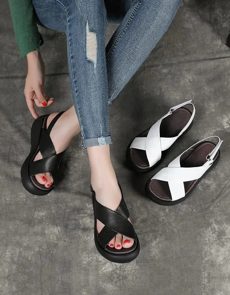 Fish-Toe Cross Strap Wedge Sandals