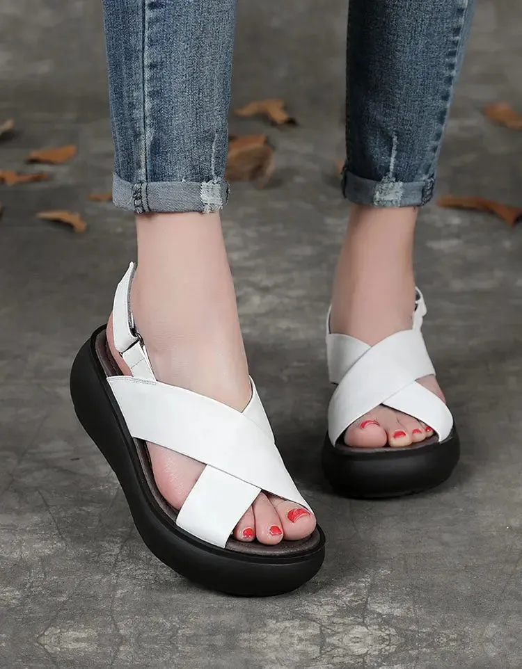 Fish-Toe Cross Strap Wedge Sandals