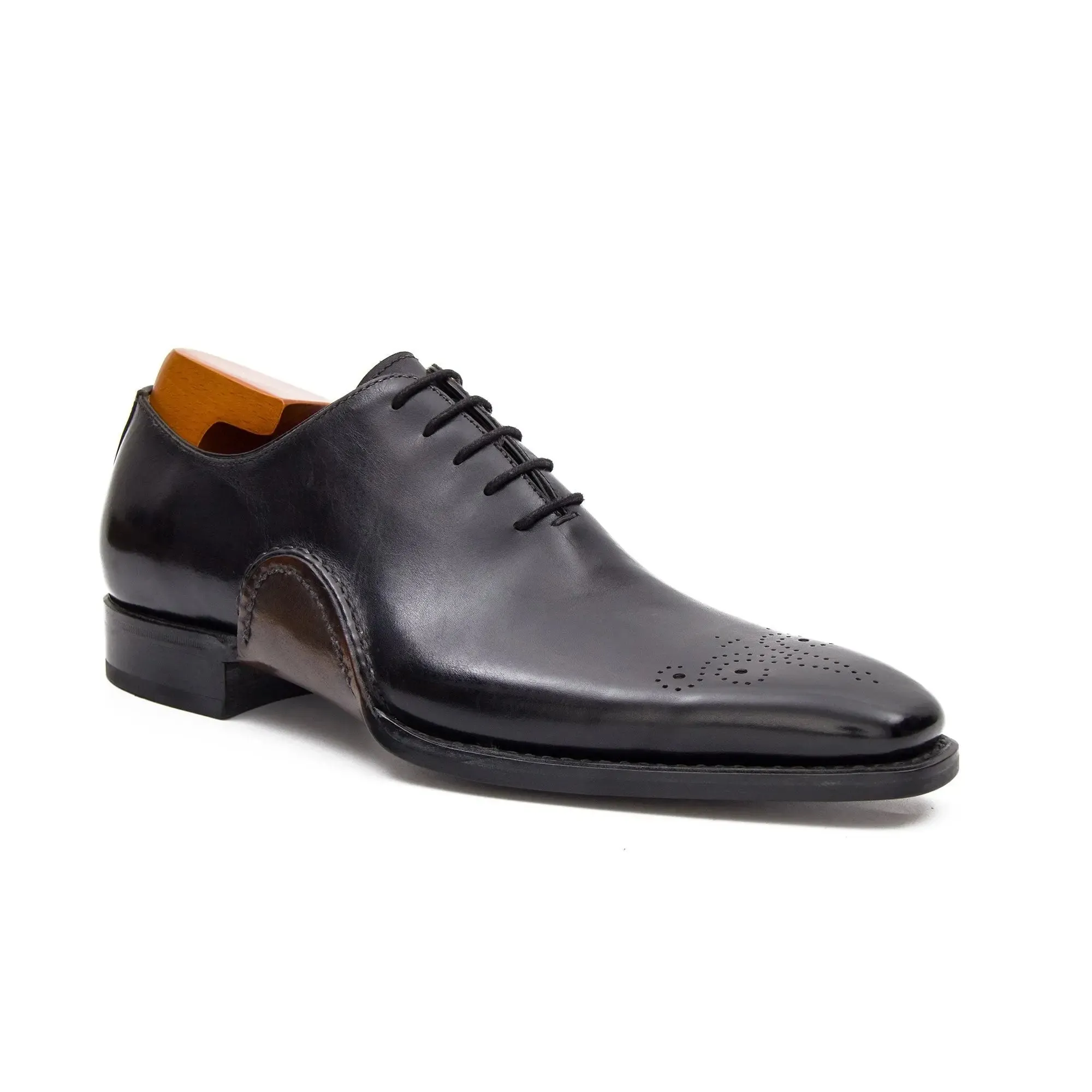 Goodyear Handmade Patina Oxford Shoes-Black