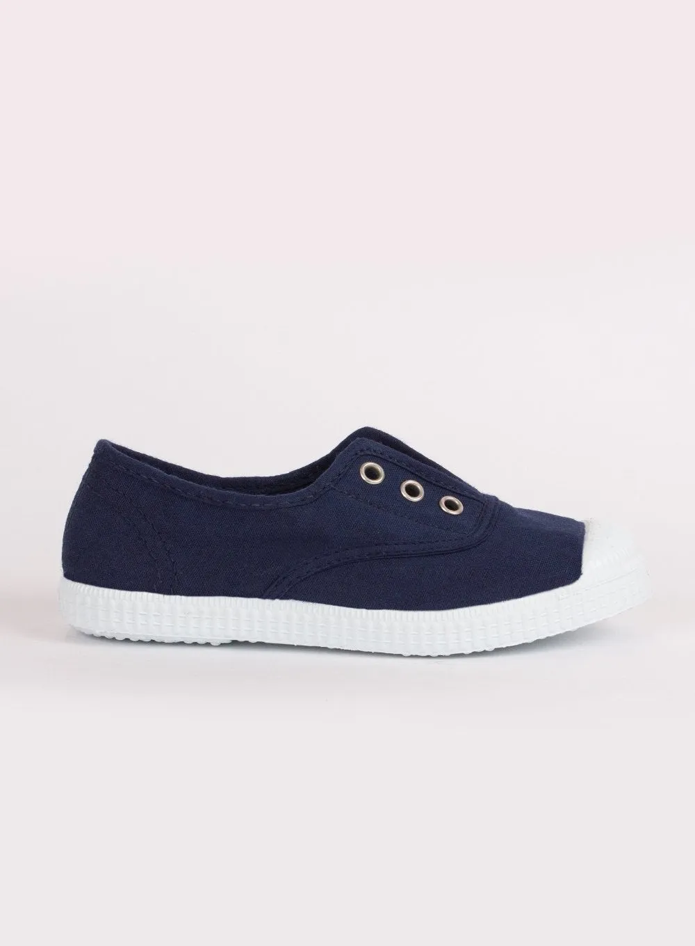 Hampton Canvas Plum Plimsolls in Navy