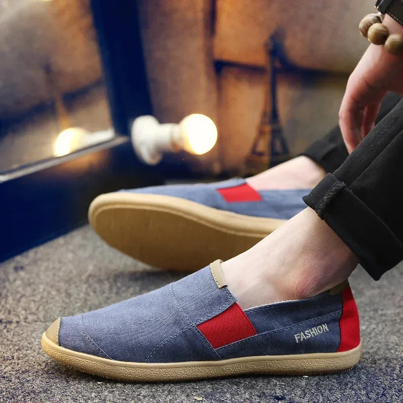 Hnzxzm Fashion Canvas Shoes Men Lazy Youth Slip-on Walking Sneakers Mens Luxury Brand Casual Shoes Big Size 36 Canvas Driving Loafers