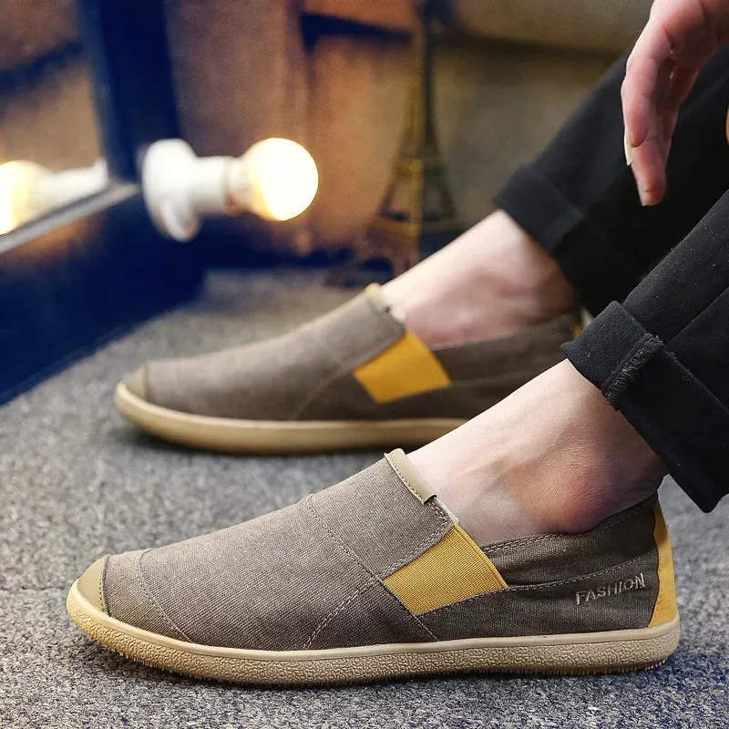 Hnzxzm Fashion Canvas Shoes Men Lazy Youth Slip-on Walking Sneakers Mens Luxury Brand Casual Shoes Big Size 36 Canvas Driving Loafers