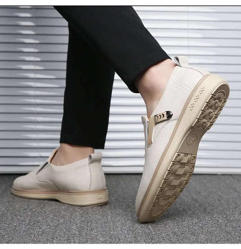 Hnzxzm New Arrival Genuine Leather Shoes Men Casual Shoes Cow Leather Brand Male Footwear Soft Comfortable Flat Man Business Shoes 4804