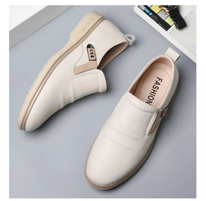 Hnzxzm New Arrival Genuine Leather Shoes Men Casual Shoes Cow Leather Brand Male Footwear Soft Comfortable Flat Man Business Shoes 4804