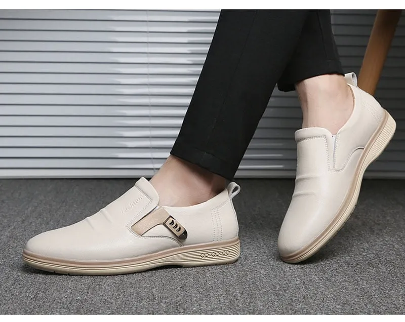 Hnzxzm New Arrival Genuine Leather Shoes Men Casual Shoes Cow Leather Brand Male Footwear Soft Comfortable Flat Man Business Shoes 4804