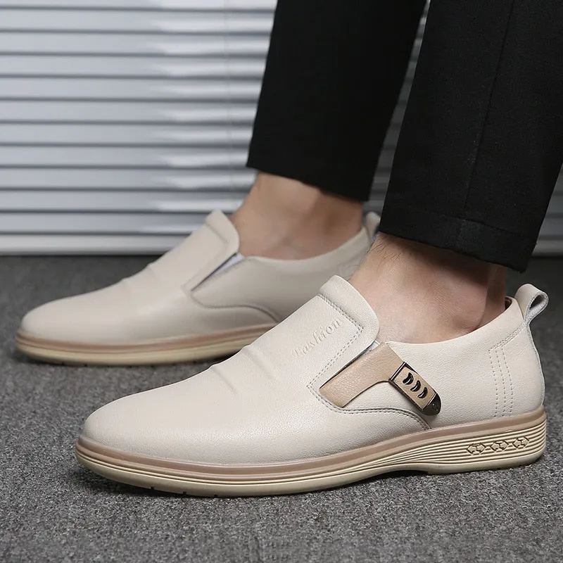 Hnzxzm New Arrival Genuine Leather Shoes Men Casual Shoes Cow Leather Brand Male Footwear Soft Comfortable Flat Man Business Shoes 4804