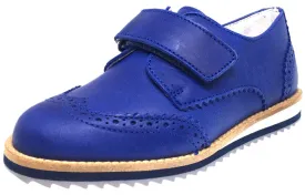 Hoo Shoes Boy's Ralph's Smooth Leather Hook and Loop Platform Tip Oxford Shoe