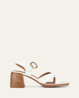 IMOGEN MID HEEL SANDALS WHITE LEATHER