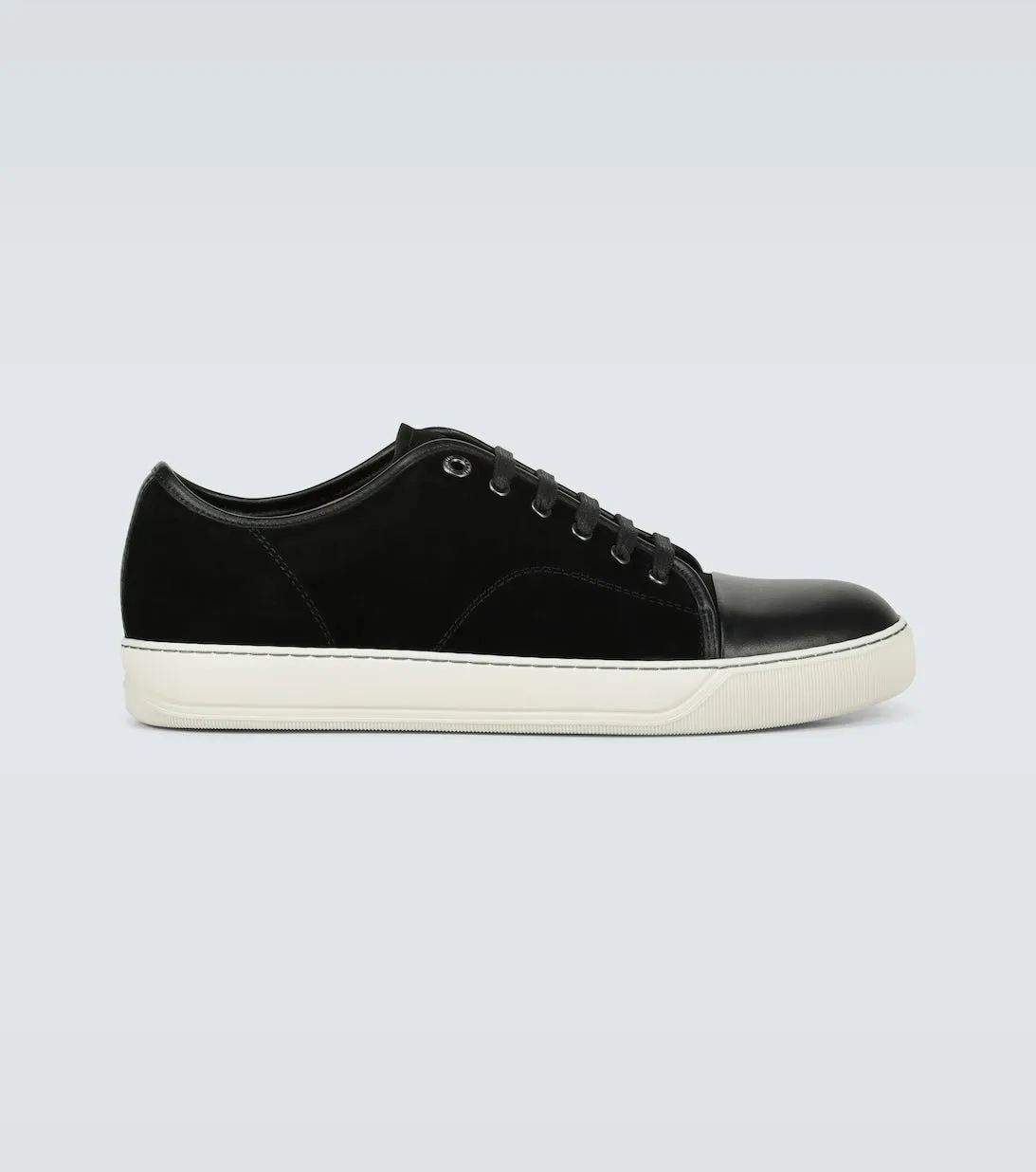 Lanvin suede and leather pointed toe sneakers, black