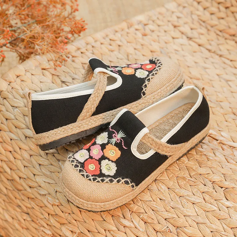 Lovely Embroidered Breathable Cloth Shoes Shallow Mouth One Pedal Lazy Knitting Shoes Flat Heel Daily Comfort Women's Shoes