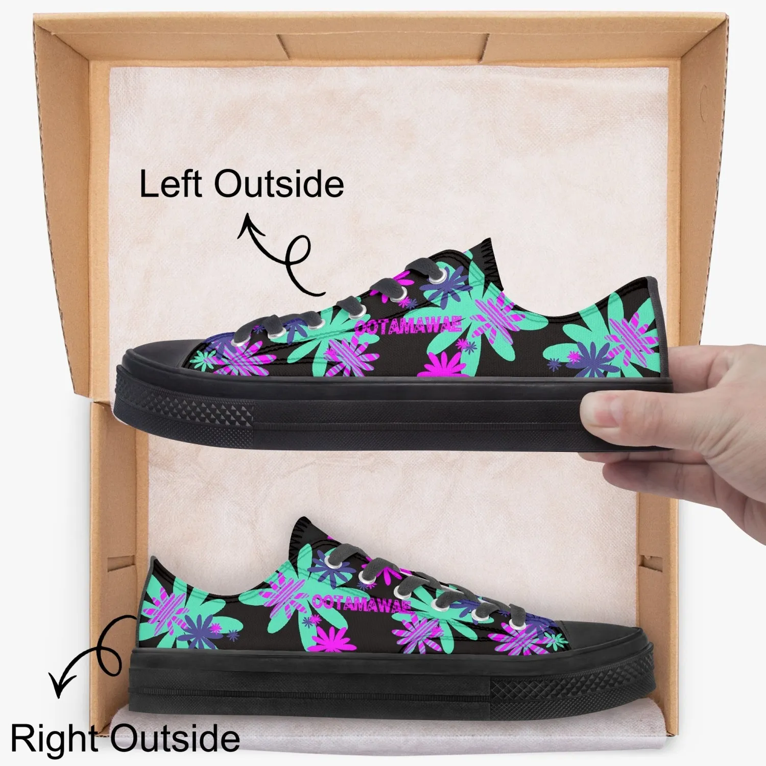 Low Canvas Shoes-Black sole Blooming