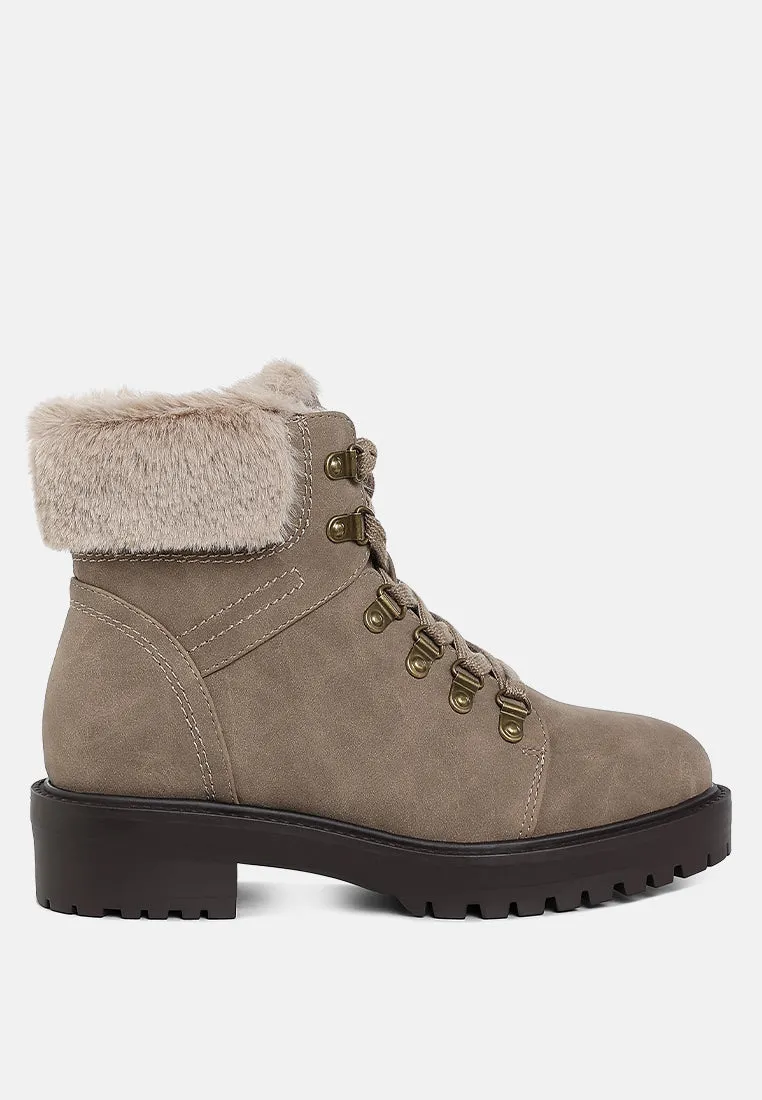 Maranta Faux Fur Collar Ankle Boots