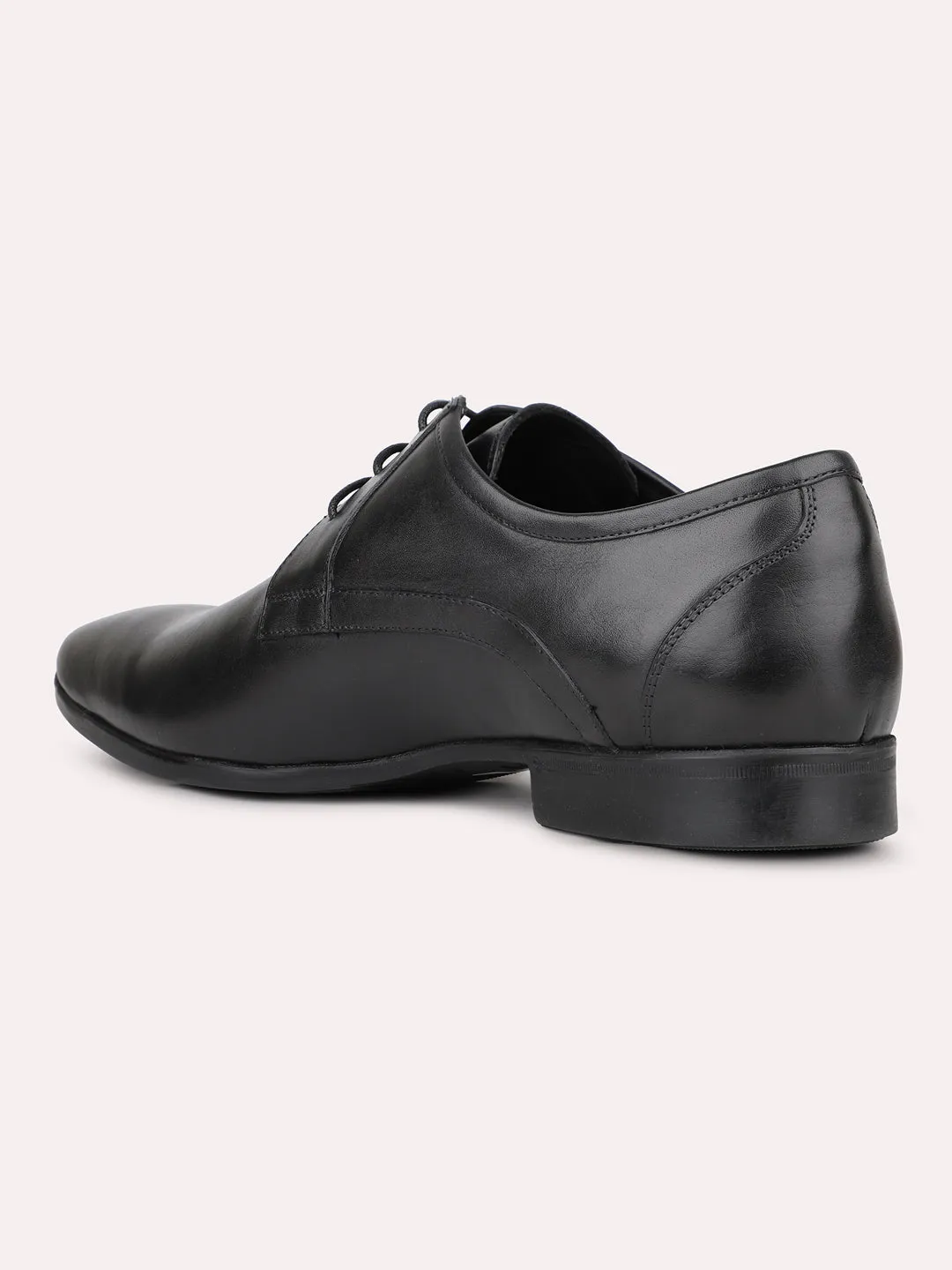 Mens Black Solid Pointed Toe Formal Shoes