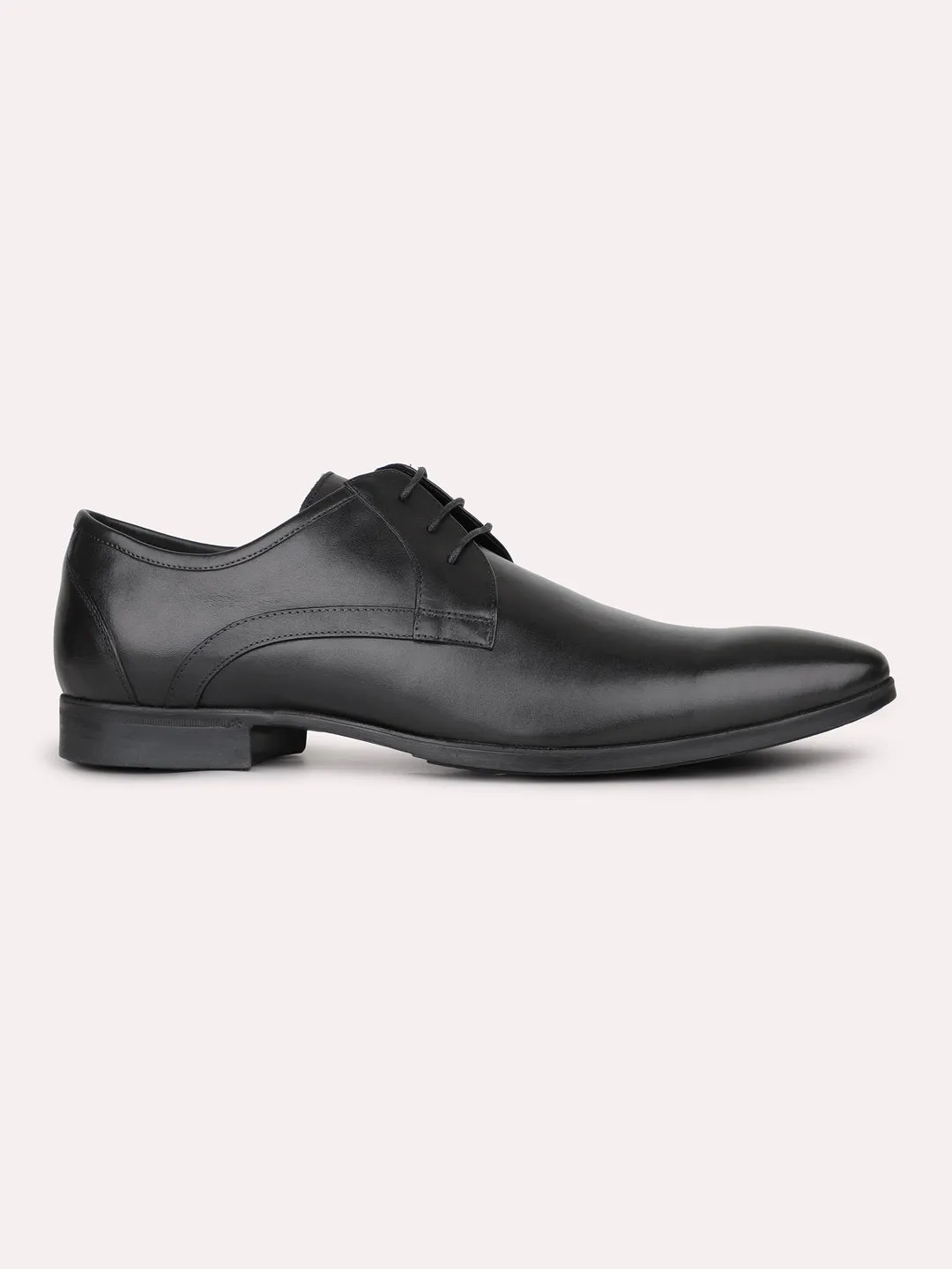 Mens Black Solid Pointed Toe Formal Shoes