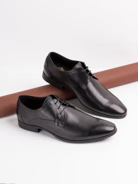 Mens Black Solid Pointed Toe Formal Shoes