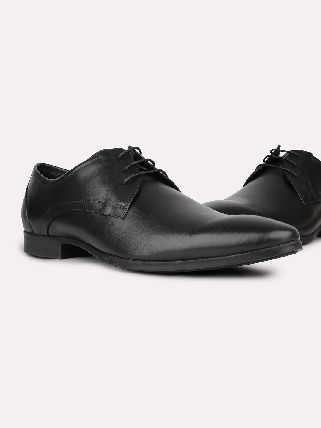 Mens Black Solid Pointed Toe Formal Shoes