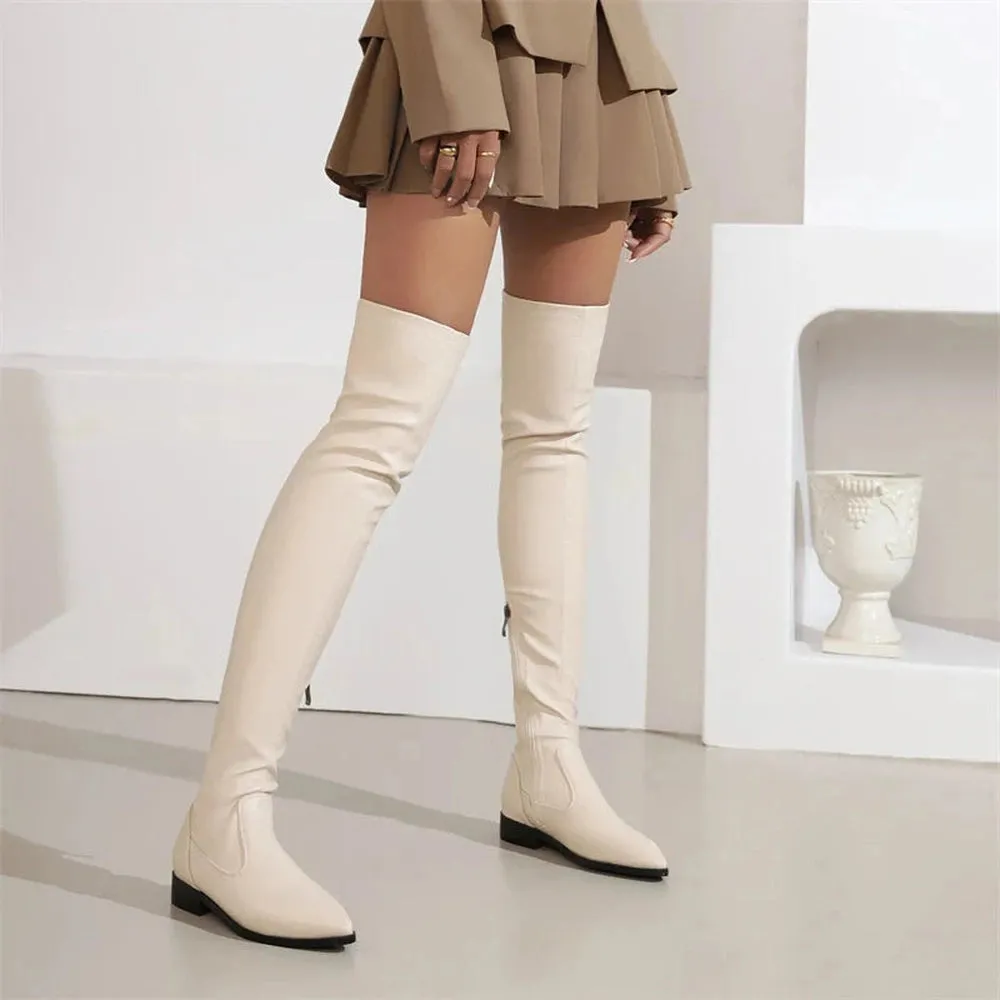 Merendy Solilman pointed toe low heel Thigh High Boots