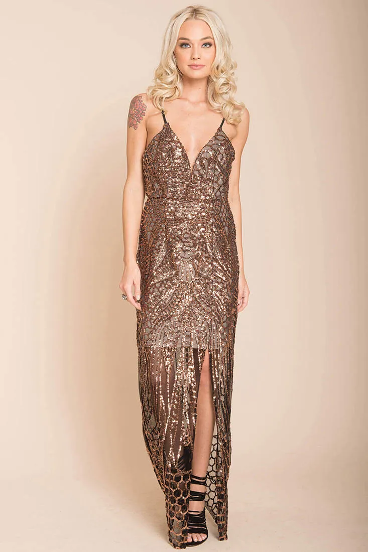 Miya Sequin Gala Dress Black