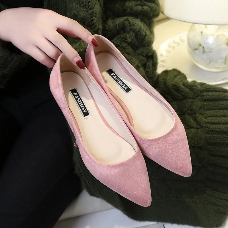 NAUSK New Women Suede Flats Fashion High Quality Basic Mixed Colors Pointy Toe Ballerina Ballet Flat Slip On Shoes