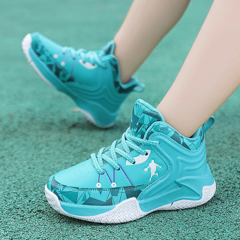 New leather children's basketball sneakers teenagers primary and secondary school students student trend sports casual shoes