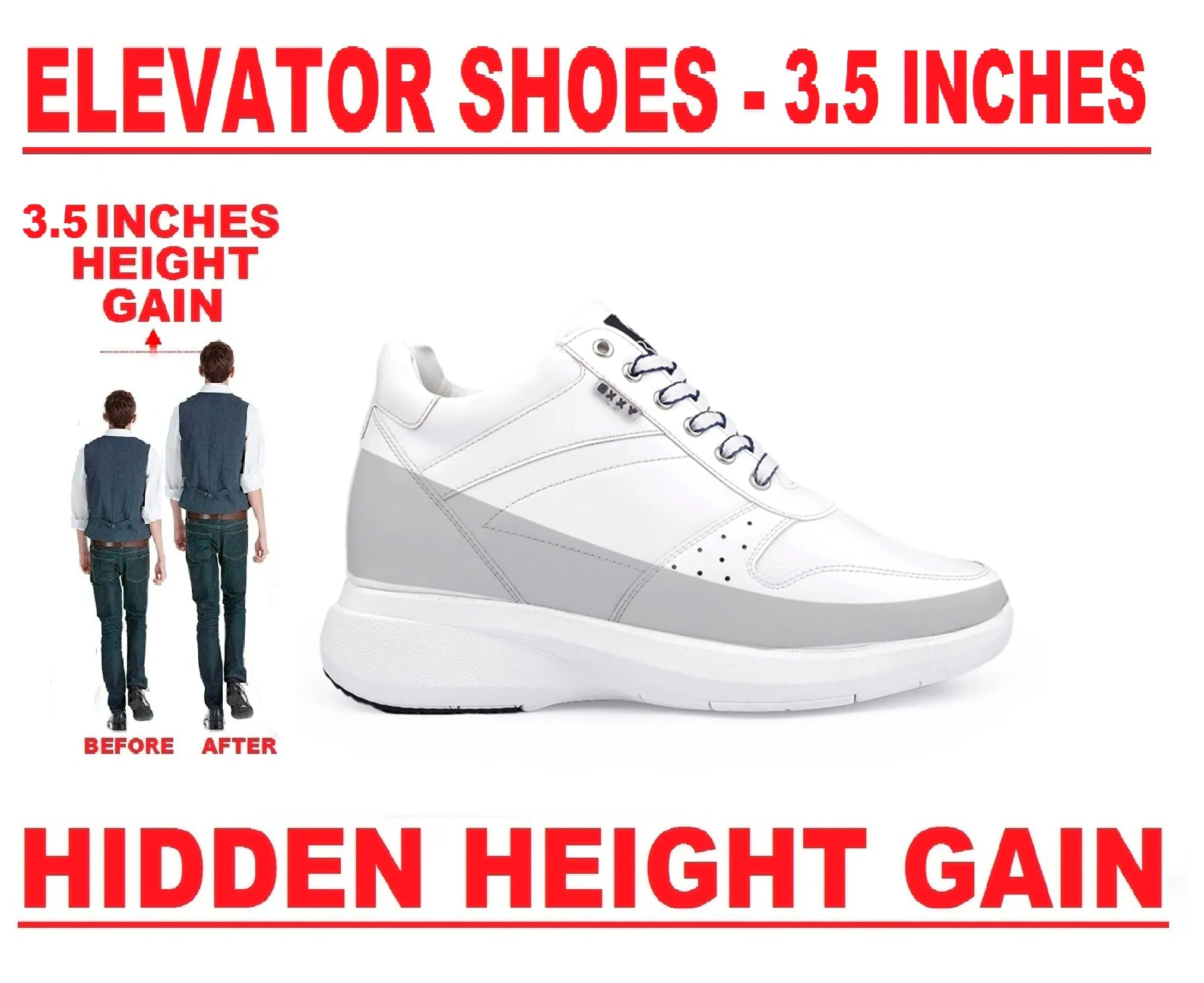 New Stylish 3.5 Inch Hidden Height Increasing Casual Sneaker And Party Wear Lace-Up Shoes