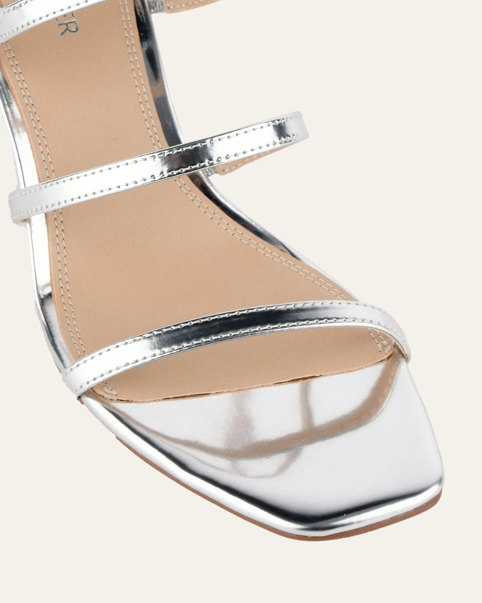 NIX MID HEEL SANDALS SILVER PATENT